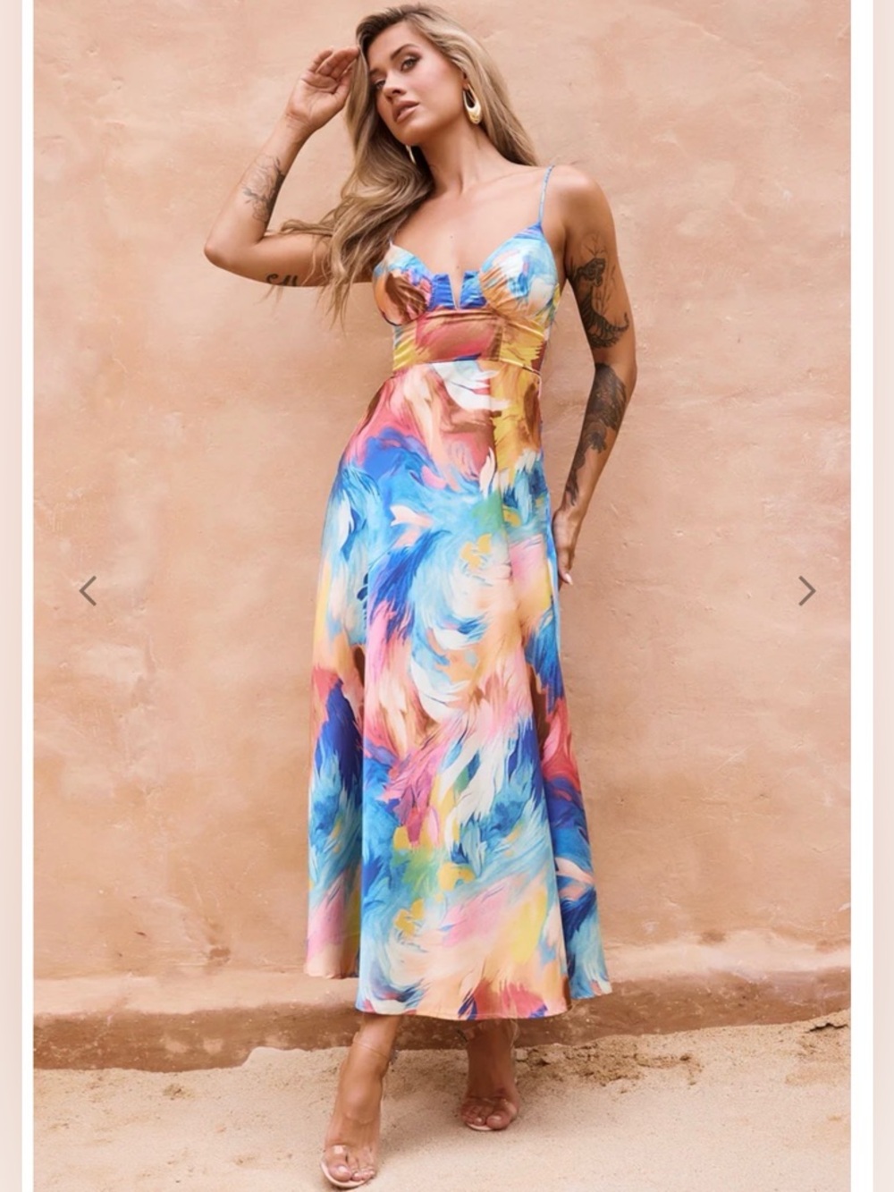 NWT Sage And Paige Send Love Maxi Dress Blue Multi Large‎ Resortwear Vacation